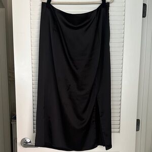 Nasty Gal Black Satin Pencil Skirt